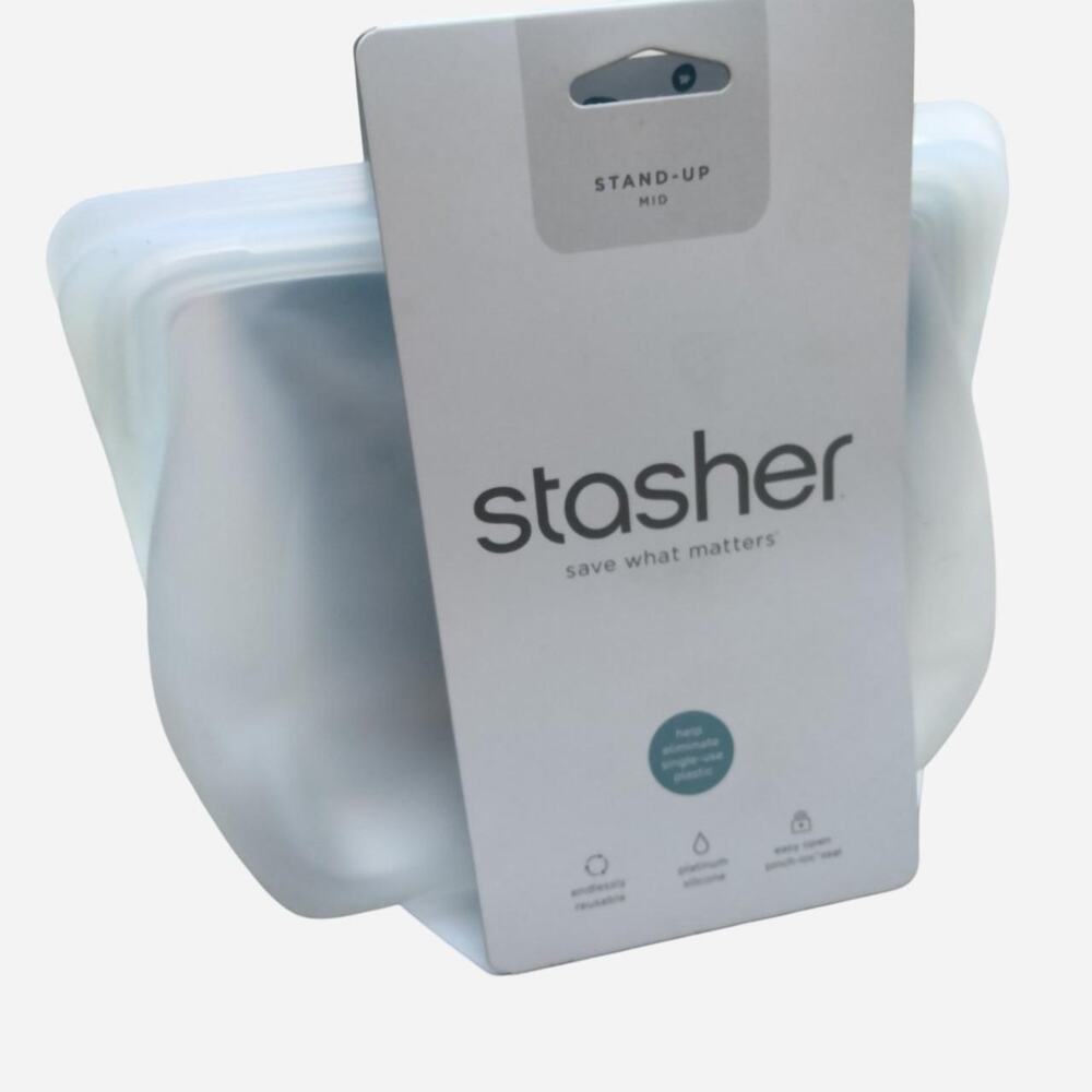 Stasher Silicone Reusable Clear Stand Up Mid Bag